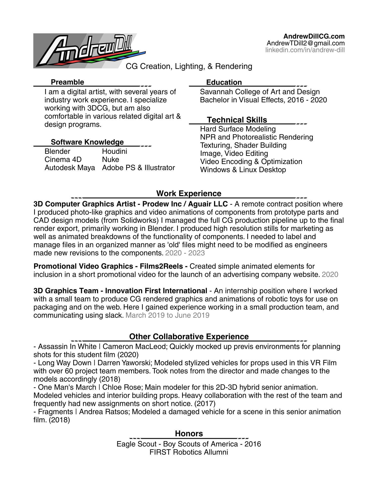 Andrew Dill's Resume